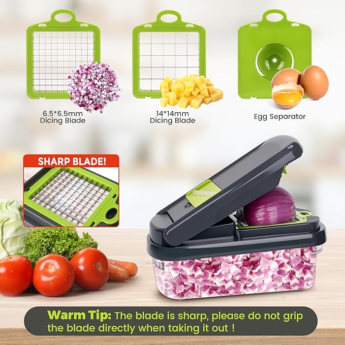 Yusshn Vegetable Chopper,12-in-1 Multifunctional Food